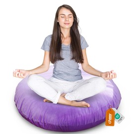 Cheer Collection Extra Large Floor Pillow, 32" Round Meditation Cushion, Oversized Yoga Pillow & Floor Cushions for Adults, Floor Pillows for Sitting, Meditation, and Seat Cushion - Purple
