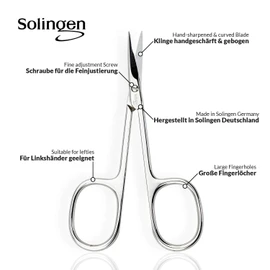 marQus Solingen Scissors - Cuticle Scissors Germany - Curved Blade, Nail Scissors Germany - Pedicure Beauty Grooming Kit for Nail, Eyebrow, Eyelash, Dry Skin - Nail sicssors