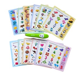 Talking Toy English Y-pen for Kids talking Pen Learning Machine Toys, Early Educational 12 double sided cards with 120 learning points, Preschool Learning Activities, birthday gifts for 3 4 5 Year Old