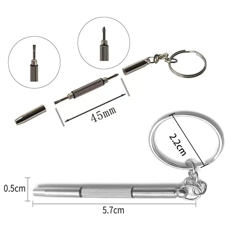 Screwdriver Key Ring for Glasses Repair Sunglasses Repair Double-Sided 2