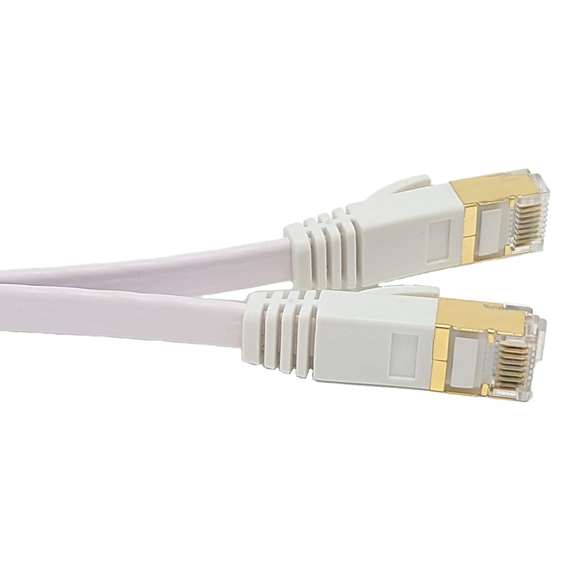 MICRO CONNECTORS 50ft Cat7 Shielded RJ45 Flat Patch Cable with