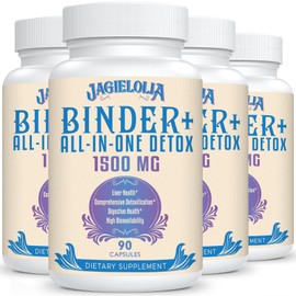 All-In-One Detox Binder Supplement 1500 MG - High Bioavailability, Liver Gut Detox Cleanse with Activated Charcoal, Zeolite & Bentonite Clay for Toxins, Liver, Digestive, 360 Vegan Capsules