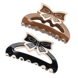French camellia Hair Claw Clips KnowBow Hair Claw Brown Nonslip Claw Clips Strong Hold ClawClip for Medium Thick Hair (ClawBow)