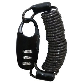 Captain Stag Y-4326 Bicycle Key Lock Wire Lock Coil Wire Dial Lock Mini 3 Digit Dial Type Length 47.2 inches (1200 mm) Diameter 0.1 inch (2.5 mm) Password Changeable Black