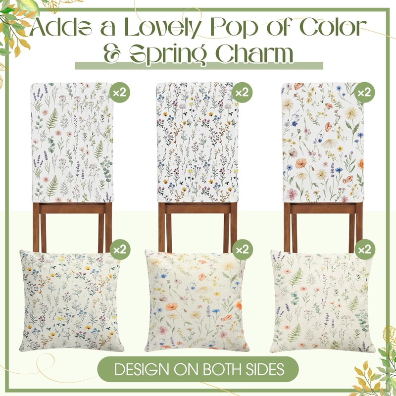 Maysing 13 Pcs Wildflower Tablecloth and Chair Covers Set with