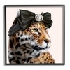Stupell Industries Glam Leopard Fancy Hair Bow Safari Animal Fashion, Designed by Ziwei Li Black Framed Wall Art, 17 x 30, Orange