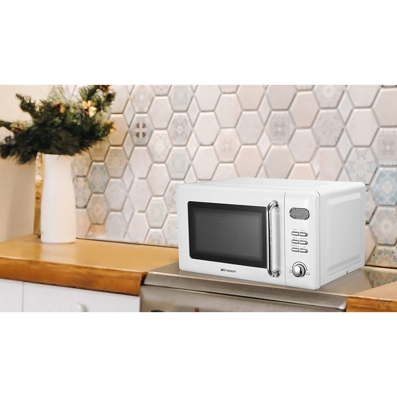 Emerson MWR7020W Compact Countertop Microwave Oven with Button Control, LED