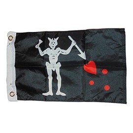 Pirate Edward Teach Blackbeard Flag Polyester 12 X 18 Inches Boat Motorcycle