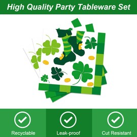 40pcs St. Patrick's Day Plates and Napkins Set Decorations for 20 Guests, Holiday Buffalo Check Tableware set, Disposable St. Patrick's Day Party Decor