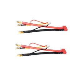 LinsyRC 2pcs Deans Style T-Plug Female to 4MM Banana Plug Bullet Male Connector Adapter Cable with 2S JST-XH Balance for 2S 7.4V Lipo Batteries