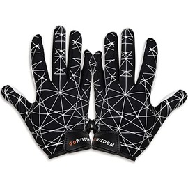 GOWISDOM Sports Football Receiver Gloves, Silicone Grip Football Gloves Training for Beginners with Super Stick for Adult