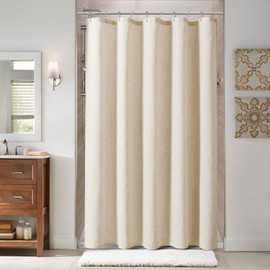 Naturoom 60 Inch Shower Curtain, Narrow Beige Country Boho Farmhouse Linen Shower Curtains for Bathroom Natural Cloth Weighted Fabric Shower Curtain Liner with Hooks, Cream, 60x72