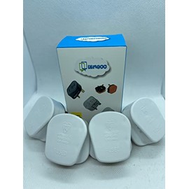 4X Standard UK Fused 13 Amp White Mains 3 Pin Household Plugs Fitted with Colour Coded Sleeved pins. Complete with Card Showing Wiring Diagram