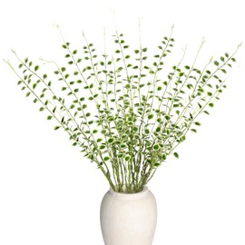 Artificial Greenery Stems – Set of 5 Tall Faux Plant Branches 33.8" for Home Decor, Vase Filler, Wedding Arrangements – White Eucalyptus & Leaf Styles, Bendable Stems, Indoor Floral Decoration