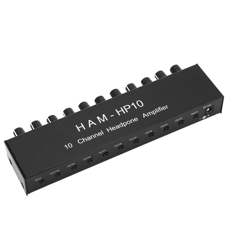 10 Channel Headpone Magnifier Stereo Audio Distribution Splitter Independent Control