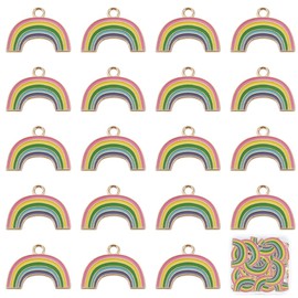 SUNNYCLUE 1 Box 30Pcs Rainbow Charms Enamel Colorful Charms Weather Charms for Jewelry Making Multi Color Charms Rainbow Pendants Bulk Earrings Bracelets Keychain Necklace Supplies DIY Craft
