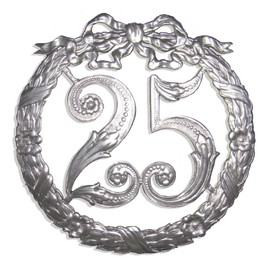 Anniversary Number 25, Diameter 24 cm, Silver, Anniversary Wreath
