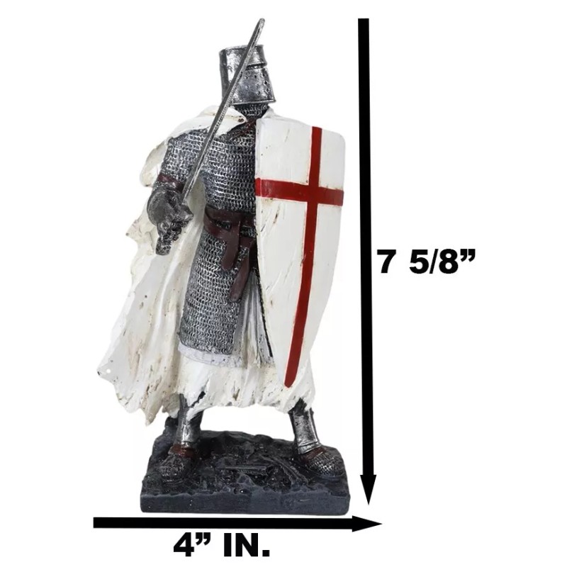 Templar White Cloak Medieval Crusader Swordsman Knight W/ Cross Shield