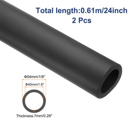 sourcing map 2pcs Pipe Insulation Foam Tube Lagging Insulation 40mm ID 54mm(2 1/8") OD 24" Heat Preservation for Antifreeze Insulation, Handle Grip, Black