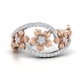 Siam panva Fabulous 925 Silver Floral Ring Two Tone Rose Gold Flower Jewelry Sz 6-10 (US Code 7)