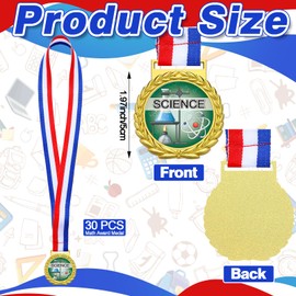 Loetere 30 Pcs Gold Medal for Award Bulk Winner Award Medal with Neck Ribbon Trophy Prize for Student Kid Education Competition Event Winner