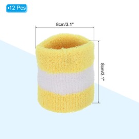 MECCANIXITY Sports Wristbands, 12 Pack Absorbent Sweatband Competitions Wrist Band Sweat Band for Men Women Tennis Basketball Football Running, Yellow White