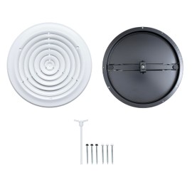 Fits 12 Inch Neck Air Duct | Steel Round Air Supply Diffuser for Ceiling by Handua | 8" Neck Steel Butterfly Damper&Handle Included | Round Diffuser Vent Cover | White | Outer Dimension: 15-15/16"