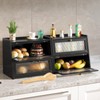 K KELBEL Double Layer Large Bamboo Bread Box for Kitchen