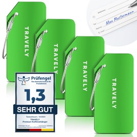 Travely Premium Luggage Tag - Easy to Recognize, Robust & Safe - Includes Name Plate and Privacy Protection I Versatile and Practical Address Tag, Name Tag & Luggage Tag