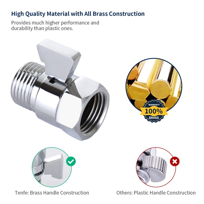 Tenfe Water Flow Control Valve for Shower Head, Brass Adjustable