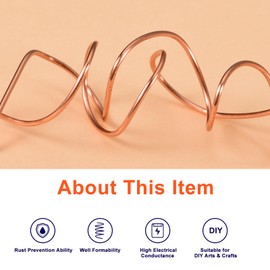sourcing map Soft Copper Wire (18 Gauge, 65.6 FT), 99.9% Pure Bare Copper Wire 1mm Solid Craft Wire for DIY Crafting Gardening Decoration (20Meter)