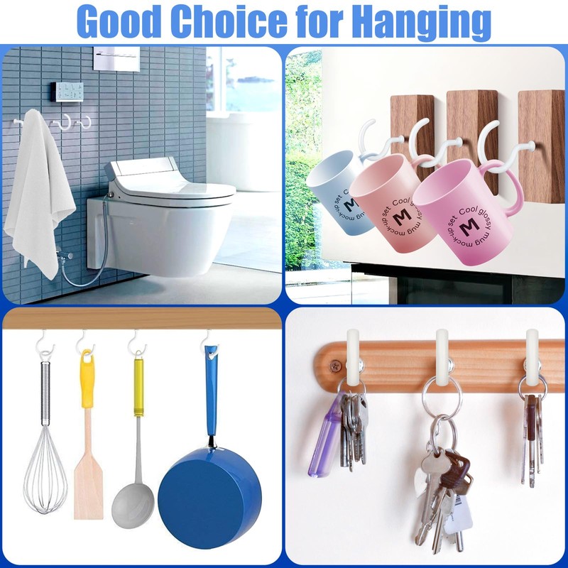 KVCSYAW 20 Pcs White Steel Ceiling Hooks, 2.9 Inch, Rust-Resistant,