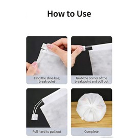 Garsence 200 Pack Shoe Storage Bags, Large Drawstring Dust Bags for Travel, Non-Woven Breathable Shoe Covers for Boots, Purses, Heels – Portable Organizer Pouches, 18.9 x 12.6 Inch (White)