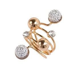 IMINI Fashion Ball Climber Wrap Finger Band for Women Girls CZ Crystal Layered Finger Ring Statement Rings Spring Knuckle Ring Engagement Promise Ring Elegant Jewelry Gifts (White)