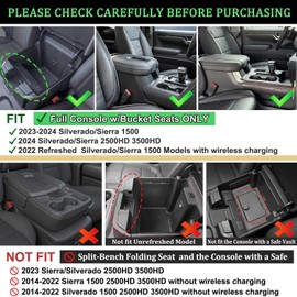 PIMCAR Full Center Console Organizer for 23-24 Chevy Silverado/GMC Sierra 1500, 22-24 Silverado/Sierra 1500 Refreshed Models, 2024 Silverado/Sierra 2500HD 3500 HD (Full Console w/Bucket Seats ONLY)