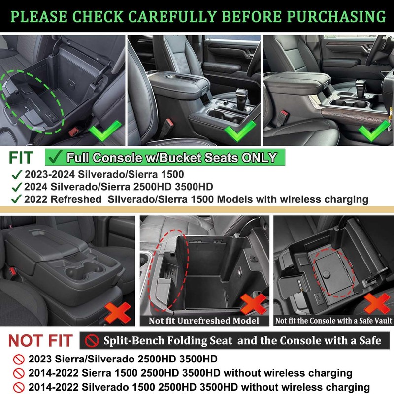 PIMCAR Full Center Console Organizer for 23-24 Chevy Silverado/GMC Sierra