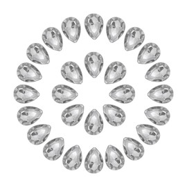 sourcing map 80Pcs 10 x 14 mm Teardrop Rhinestones Acrylic Pointed Back Rhinestone Beads Gems for Jewelry Making Costume Crystal Embellishments Crafts, White