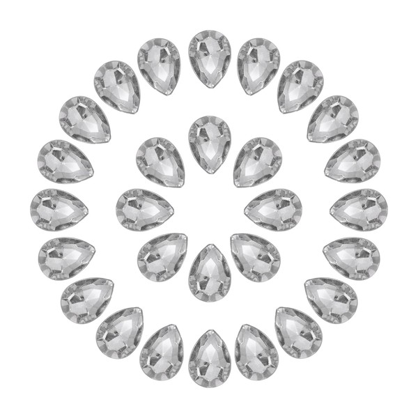 sourcing map 80Pcs 10 x 14 mm Teardrop Rhinestones Acrylic
