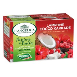 L'Angelica Infuso Passione di Frutta Valfrutta Lampone e Cocco, Tisane Calde e Fredde Zero Calorie con Vera Frutta, Confezione da 15 Filtri