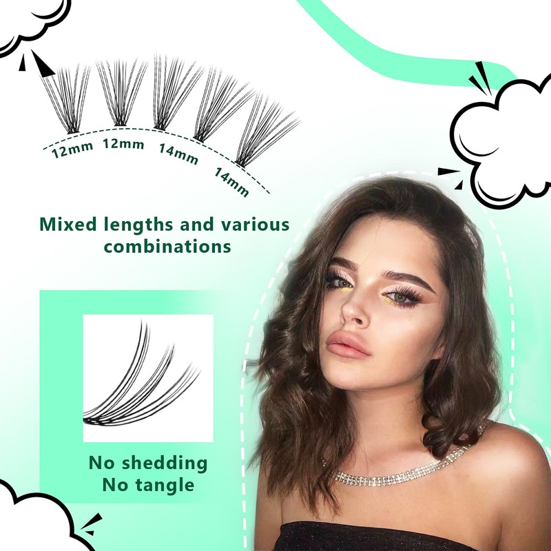 Bodermincer Lash Extension 240pcs D Curl 20D Cluster Individual Cluster
