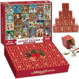 Advent Calendar 2024 Christmas Jigsaw Puzzle - 1008 Pieces | Holiday Santa Theme, 24-Day Countdown for Adults, Kids & Teens | Family Fun Game & Perfect Christmas Gifts