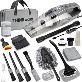 【Mother's Day】THINKWORK Pink Portable Vacuum Cleaner Kit with 8000PA Cordless Rechargeable Handheld Vacuum Cleaner, Gift for Women, High Power Accessories:_Gray-cable version