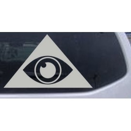 Silver 3in X 5in - Illuminati Eye Masonic Car Window Wall Laptop Decal Sticker