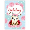 Junapack 12 Invitation Cards for Children's Birthday Girl Ladybird