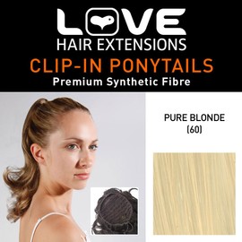 Love Hair Extensions Percilla Drawstring Synthetic Hair Ponytail Colour 60 Pure Blonde 16 -inch