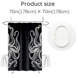 Berkin Arts Bathroom Shower Curtain Set 180 x 180 cm Waterproof Polyester with Hooks Modern European Ink Painting Black Tentacles Wrapped Octopus Tentacles