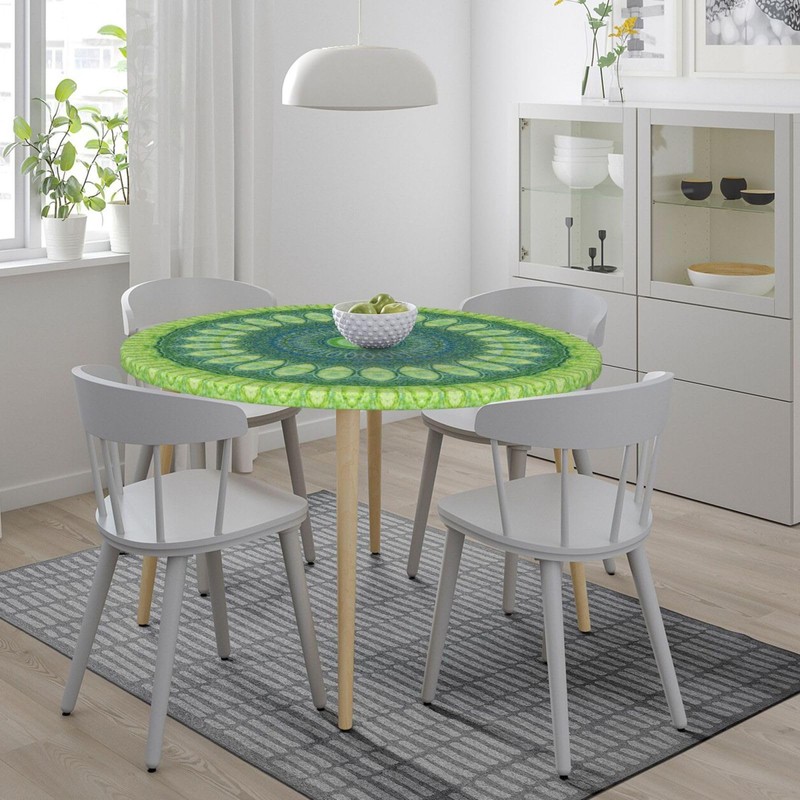 Gbuzozie Mandala Tablecloth with Elastic Edge, Round Table Cover Washable