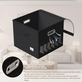 FHSQX Shoe Organizer for Closet,Fits 12 Pair,Shoe Storage Bins with Clear Cover & Adjustable Dividers for Shoes,Shoe Box Storage for Handbags,Blankets,Linen,Clothing