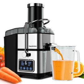 Healnitor 1200W 6-Speed Digital Screen Centrifugal Juicer Machines Vegetable and Fruit, Juice Extractor with 3'' Big Wide Chute, Easy Clean, BPA-Free, High Juice Yield, Silver