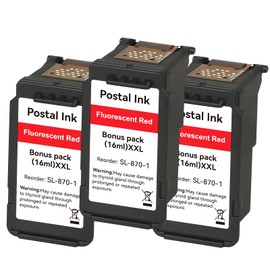 High Capacity Ultra SL-870-1 XXL Red Ink Cartridge Compatible SL870-1 SL8701 XXL Fluorescent Red Ink Replacement for The PB New SendPro Mailstation Postage Meter (CSD1) Machine (3pack)(16ml*3)